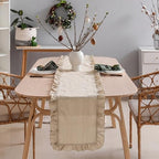6 Pcs Neutral Beige Ruffled Table Runner, 13 x 72 Inch - Image 5