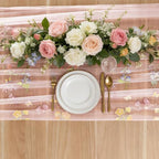 BINBE 6pcs Pink Florals Table Runner Embroidery Gauze 10FT Daisy Seasonal Tulle Birthday Wedding Holiday Kitchen Dining Table Decor for Home Party - Image 4
