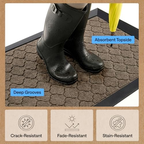 GORILLA GRIP WeatherMAX Door Mat, Indoor Outdoor, 47x35, Beige Quatrefoil - Image 5