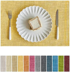 Softalker Faux Linen Cloth Placemats Set of 8-12 x 18 Inch, Mustard by Softalker