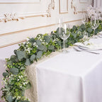 4 Pack Artificial Eucalyptus Garland with White Flowers,5.9FT Greenery Garland Fake Vines Hanging Green Garlands for Table Centerpieces Outdoor Festival Wedding Backdrop Arch Wall Decor - Image 6