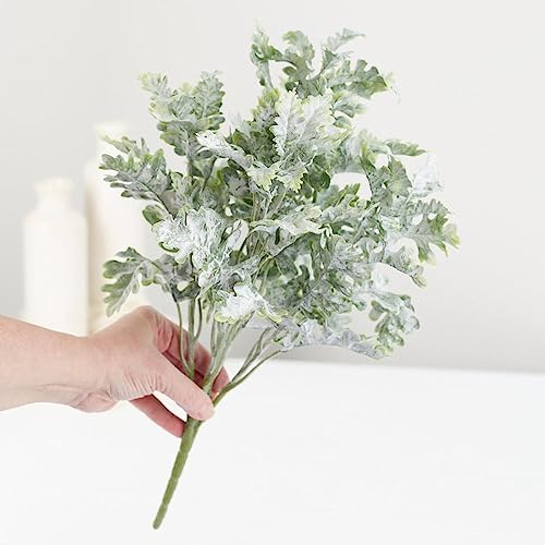 Artificial Dusty Miller Bush – 16" Faux Greenery Summer & Everyday Décor - Image 4