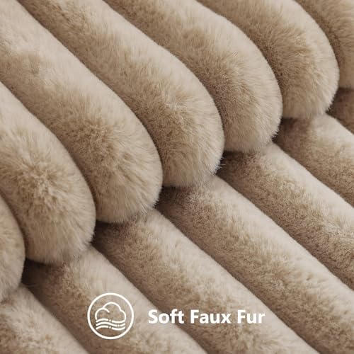 decorUhome Fall Faux Fur Throw Pillow Covers 26x26 Set of 2 Khaki Brown - Image 2