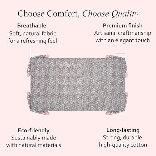 CPC Tablecloth 100% Cotton 72x190 Inch Indian Block Print Rectangle Table Cover, Gray Pink Table Cloth for Weddings, Spring/Summer, Barbeque - Labra Gray - Image 6