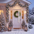 Norme 24 Inch Christmas Pine Wreath for Front Door,Silver Tinsel Tassel - Image 5
