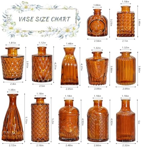 SUPMIND Glass Bud Vases Set of 12, Small Dark Brown Flower Vases in Bulk - Image 2