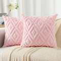 Pallene Fall Pink Faux Fur Throw Pillow Covers 24x24 Set of 2 by PALLENE