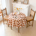 Linen World Gingham Tablecloth, Round, 90", Rust Checkered - Image 3