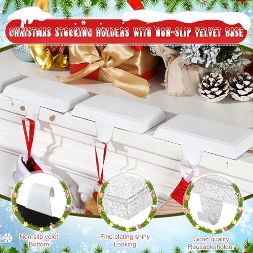 Huwena Metal Christmas Stocking Holders Shiny, Classic, White, 6 Pcs - Image 3