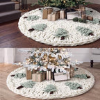 48'' Chunky Knit Christmas Tree Skirt Beige Xmas Trees Skirt - Image 6