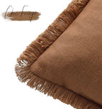 Foindtower Decorative Linen Fringe Throw Pillow Covers 20×20 Orange Brown - Image 3