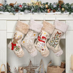 LUBOT 4 Pack Christmas Stockings Set of 4 Large Family Xmas Stocking Embroidered 20" Boho Rustic Country Farmhouse Fireplace Hanging Holiday Decor by LUBOT