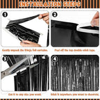 ZATAYE 12 Pack Black Halloween Foil Curtain Streamer Decorations - Image 3