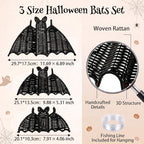 Threehoney 3 Pcs Halloween Hanging Rattan Bat for Indoor Outdoor Home Door - Image 2