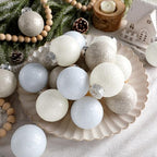 24 Pcs Neutral Textured Sugar Christmas Ornaments 2.36'' Cream Beige White - Image 5