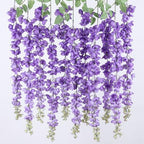 mizii 6Pcs Purple Wisteria Hanging Flowers 48" Silk Wisteria Artificial Flowers Garland Vines Fake Hanging Flowers Decoration for Wedding Flower Wall Backdrop Centerpieces Party Room Decor (Purple) by Mizii