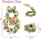 Cute Easter Wreaths for Front Door, 20 Inch Bunny Wreath Easter Decorations for Door Wall Window, Foldable Design Bunny Decor for Home Indoor Outdoor Wall Hanging Spring Decorations - Image 3