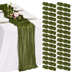 30 Pack Cheesecloth Table Runner 10FT Olive Green Table Runner Boho Gauze Cheese Cloth Table Runners Long Rustic Sheer Table Decorations for Wedding Party Baby Bridal Shower Birthday Holiday Home by Showgeous