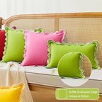 JOJOGOGO Sage Green Scalloped Outdoor Throw Pillow Covers 18x18 Set of 2 - Image 4