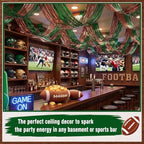 Breling 8 Pcs Green Brown Ceiling Fringe Curtains, Foil Drapes, 15 ft - Image 6