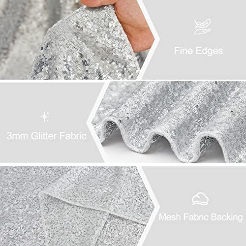 Silver Table Runner 10 Packs 12x72 Inch Sequin Glitter Table Runner for Rectangle Tables for Birthday Banquet Wedding Baby Shower Party Decorations - Image 4