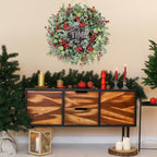 Sggvecsy 22 Inch Artificial Christmas Wreath for Front Door Xmas Red Berry Wreath with Pine Needles Pine Cones Eucalyptus Leaves Christmas Decorations for Winter Wall Outdoor Home Holiday Xmas Decor - Image 5