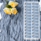 16 Pack 10Ft Cheesecloth Table Runners – Boho Gauze Vintage Table Decor, 120 Inch Long Rustic Cheese Cloth Runner for Wedding, Bridal Shower, Birthday, Romantic Party (Dusty Blue, 24" x 120"-16Packs) by Sintario