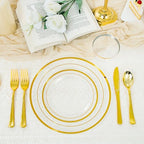 WELLIFE 600 PCS Clear Gold Disposable Dinnerware Set for 100 Guests - Image 5