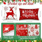 Newwiee 10 Piece Throw Pillows Covers Decorations Snowman Wreath Santa Claus Tree Red Buffalo Plaid Merry Christmas Pillow Covers for Couch Sofa(Snowflakes) - Image 2