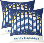 Erosebridal Happy Hanukkah Throw Pillow Covers 24X24 Set of 2 for Couch Bed Sofa Decor, Christmas Ornament Pillow Covers, Celebration Stars Decorations Decorative Cushion Cases by Erosebridal