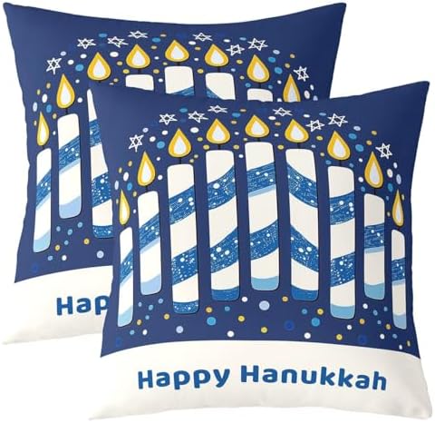 Erosebridal Happy Hanukkah Throw Pillow Covers 24X24 Set of 2 for Couch Bed Sofa Decor, Christmas Ornament Pillow Covers, Celebration Stars Decorations Decorative Cushion Cases by Erosebridal