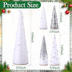 Realspring 5 Pcs Silve and White Christmas Cone Tree Centerpiece Decor - Image 3