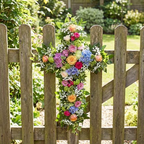 Ciieeo Cross Metal Wreath Frame - 2pcs Easter Floral Garden Cross Shaped Metal Wire Wreath Frames Religious Church Forms Base Swag Garland Green - Image 7