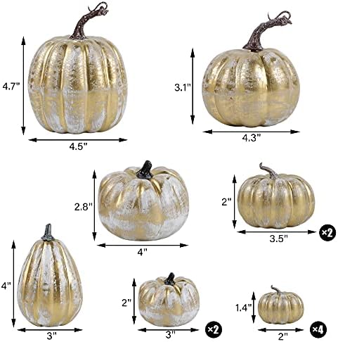 winemana 12 Pcs Pumpkin Fall Decorations, Golden Artificial Pumpkins - Image 3
