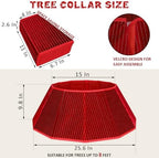 Blissun Christmas Tree Collar, Velvet Foldable Christmas Tree Ring with Silver Dotted line, Christmas Tree Skirt for Artificial Christmas Trees Decoration, Red - Image 2
