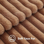 decorUhome Fall Faux Fur Throw Pillow Covers 24x24 Set of 2 Brown - Image 3