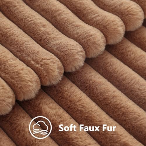decorUhome Fall Faux Fur Throw Pillow Covers 26x26 Set of 2 Brown - Image 3