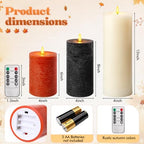 Retisee 3 Pcs 6/8/12" Fall Flameless LED Candles Decorations for Home - Image 2