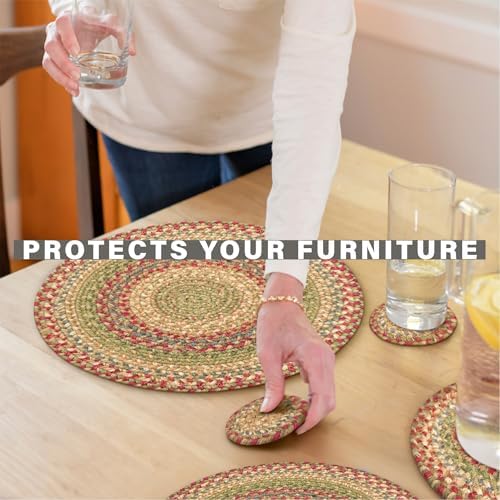 Homespice Azalea Braided Placemats Ideal as Table Mats, Round 15" Set of 2 - Image 4
