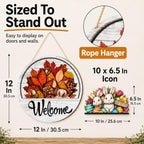 Interchangeable Welcome Sign for Front Door 12 Inch Round Seasonal Decor - Image 4