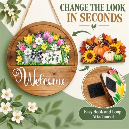 16-Piece Magnetic Interchangeable Seasonal Wooden Welcome Sign - Image 3