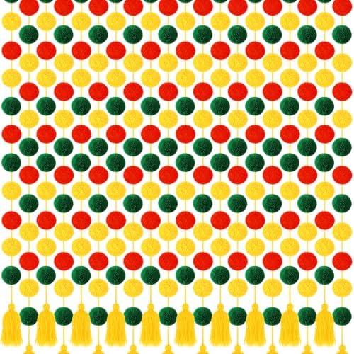 Yalikop 10 Pcs Pom Pom Garland 5 ft Diwali Party, Red,Green,Yellow by Yalikop