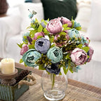 FiveSeasonStuff Pure Purple Artificial Peony Bouquet Set of 2 - Image 6