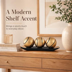 Decorative Black Gold Balls for Home Decor,3 Resin Orbs with Display Tray,Inspired Sphere Centerpiece for Coffee Table Dining Table Shelf Mantel Entryway Console Office,Basketball Decor Gift for Men - Image 4