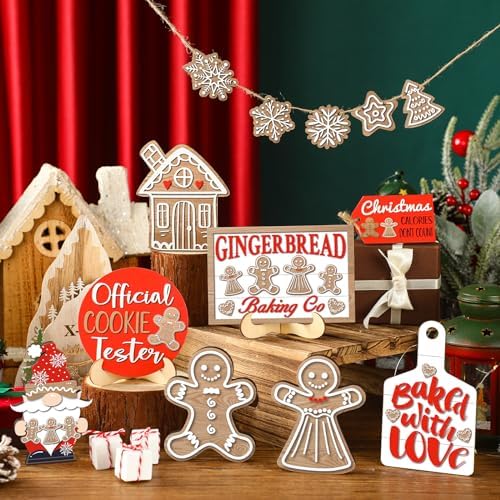 14 Pcs Halloween Tiered Tray Decor Set, Gnome Wood Table Signs (Elegant Style) - Image 5