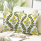 Alysheer Embroidered Decorative Throw Pillow Cover 18"x 18" Set of 2 Yellow by Alysheer