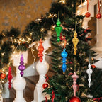 Mifoci 8 Pcs 6 Inch Mercury Glass Finial Christmas Ornaments,Mixed Color - Image 6