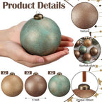 Yunlly 12 Pcs Neutral Christmas Ornament, Brown Copper Sage Green, 4'' - Image 3