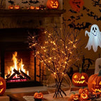 Birchlitland Halloween Branch Lights with Timer Battery Operated 75 LED Orange Fairy Lights, Lighted Black Willow Branches 21IN for Home Decor - Image 5