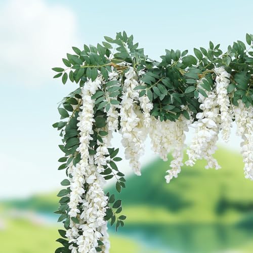 Encrypted Flower Vine Wisteria Artificial Garland Hanging (White, 1pc) - Image 5